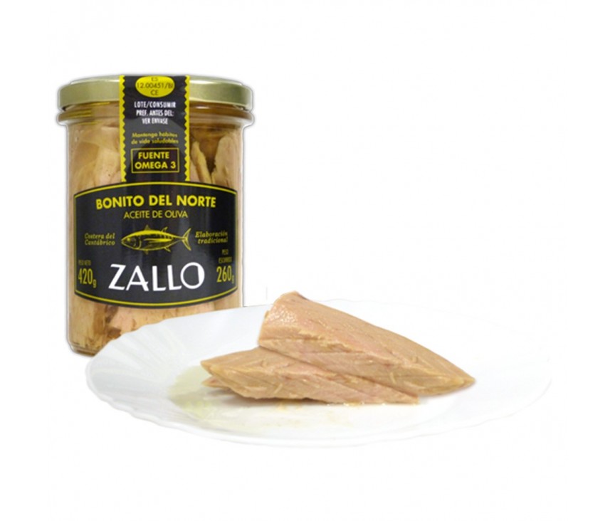 Longes de thon blanc Zallo à l’huile d’olive 400gr.